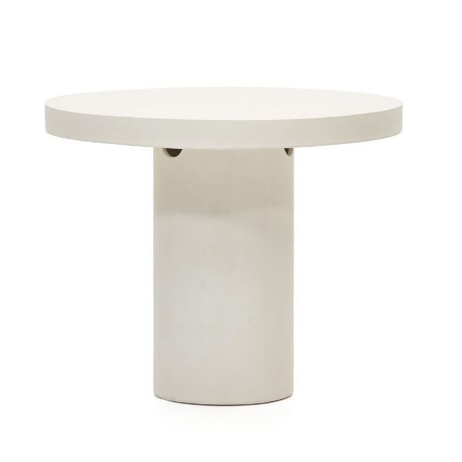 Masa dining exterior alba din ciment 90 cm Aiguablava Kave Home