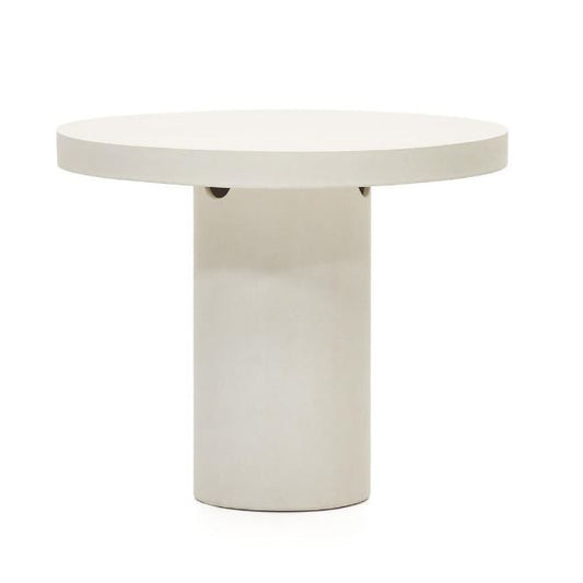 Masa dining exterior alba din ciment 90 cm Aiguablava Kave Home