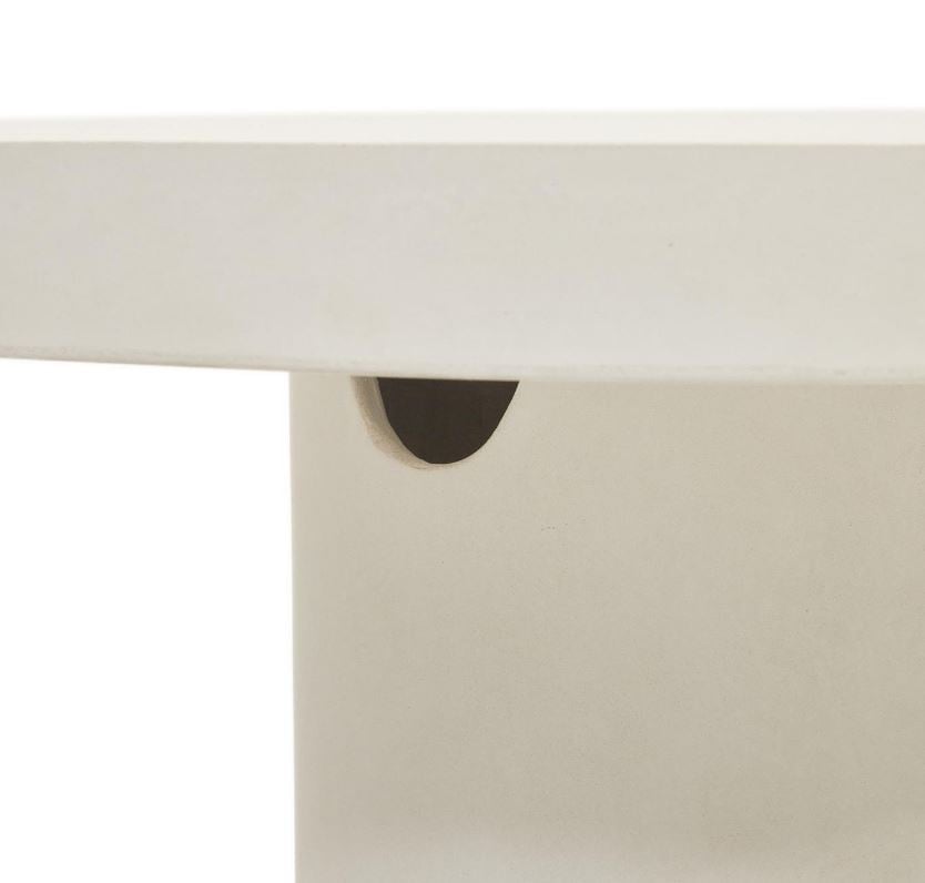 Masa dining exterior alba din ciment 90 cm Aiguablava Kave Home