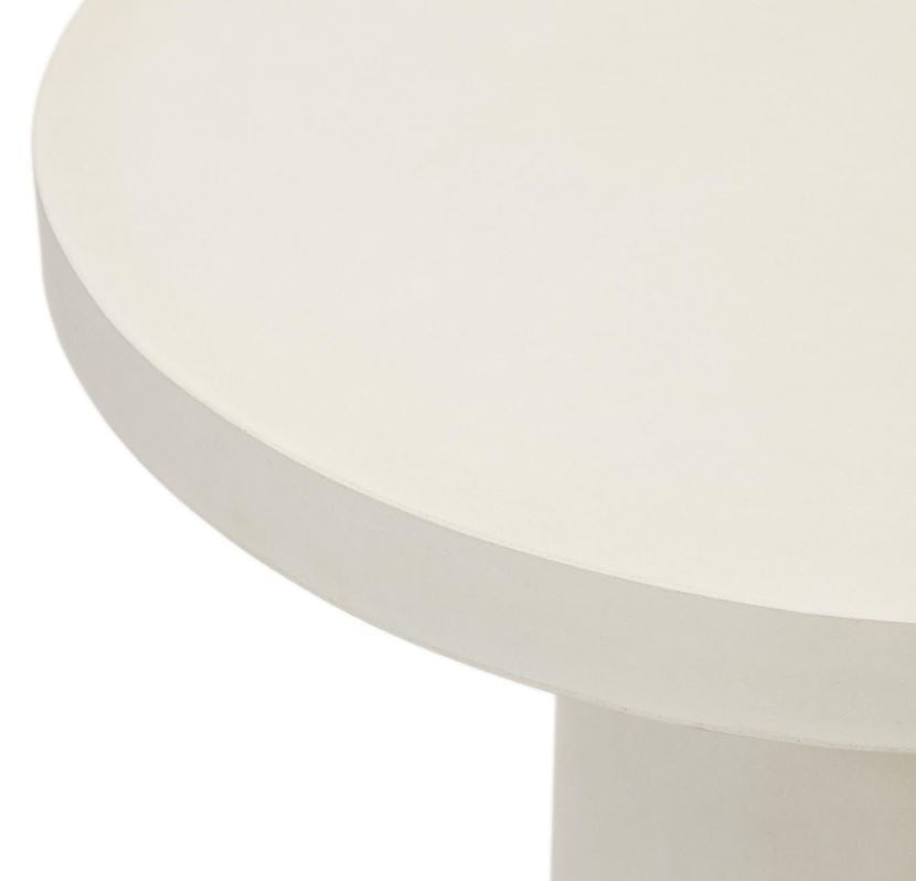 Masa dining exterior alba din ciment 90 cm Aiguablava Kave Home