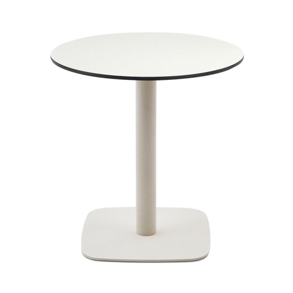 Masa dining exterior alba din metal 68 cm Dina Kave Home