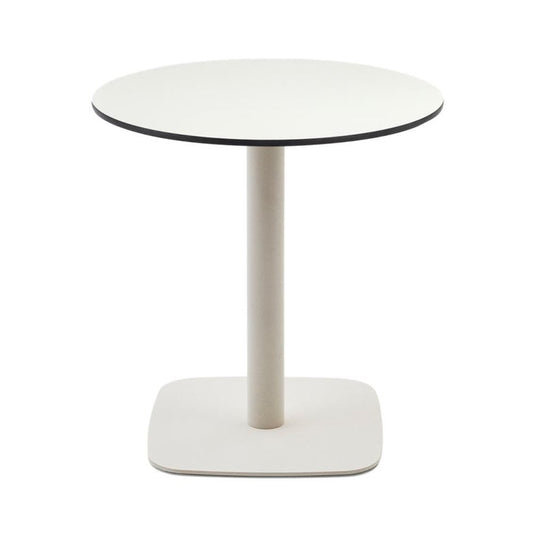 Masa dining exterior alba din metal 68 cm Dina Kave Home