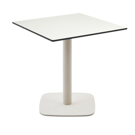 Masa dining exterior alba din metal 68x68 cm Dina Kave Home