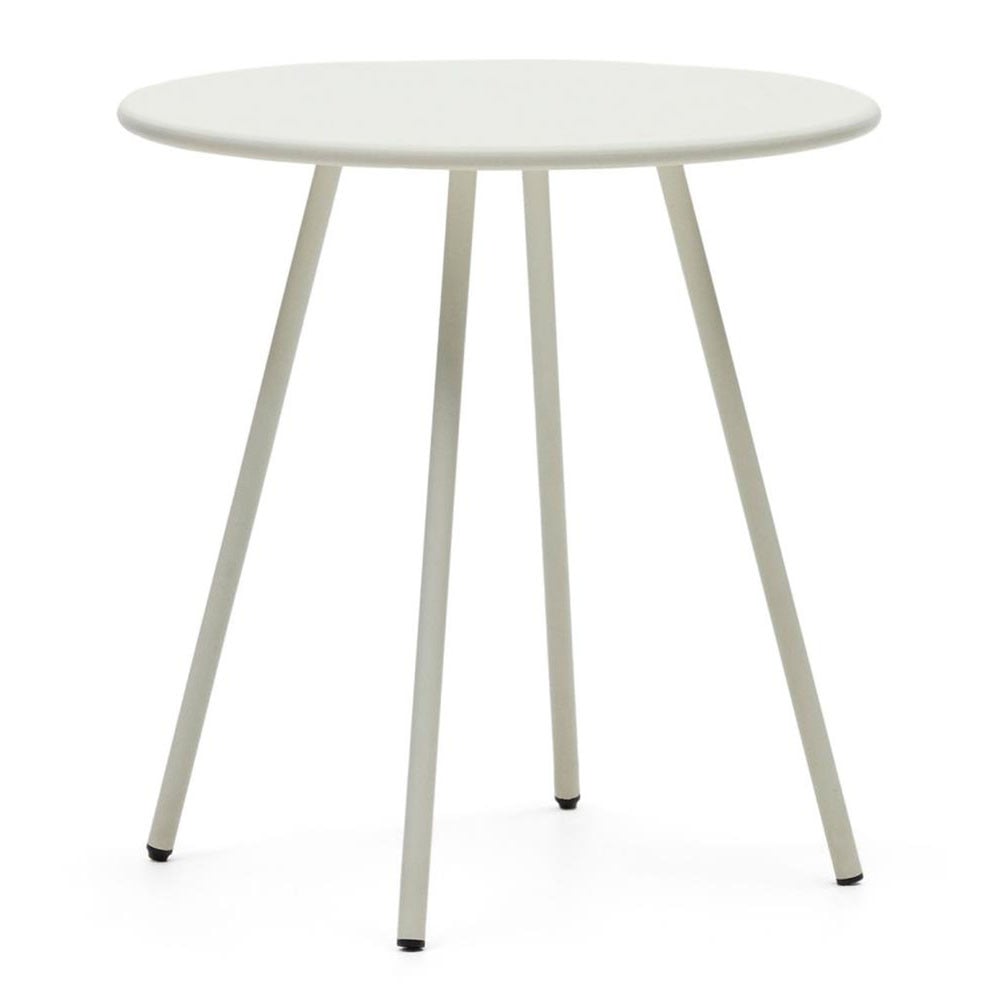 Masa dining exterior alba din metal 70 cm Montjoi Kave Home