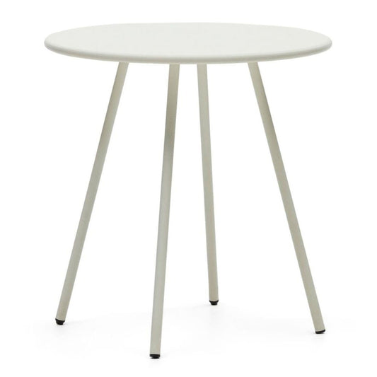 Masa dining exterior alba din metal 70 cm Montjoi Kave Home
