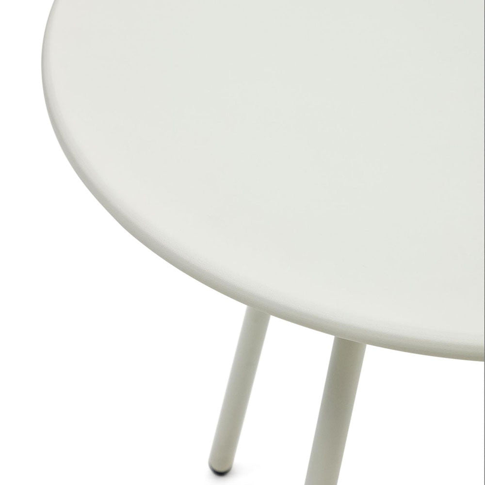 Masa dining exterior alba din metal 70 cm Montjoi Kave Home