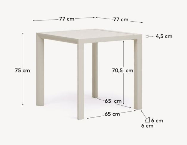 Masa dining exterior alba din metal 77x77 cm Culip Kave Home