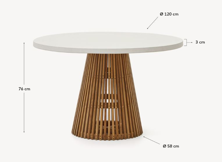 Masa dining exterior alba/maro din lemn 120 cm Alcaufar Kave Home