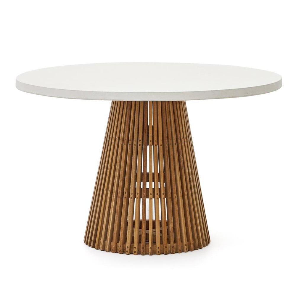 Masa dining exterior alba/maro din lemn 120 cm Alcaufar Kave Home