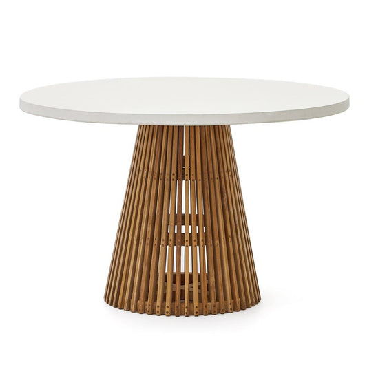 Masa dining exterior alba/maro din lemn 120 cm Alcaufar Kave Home