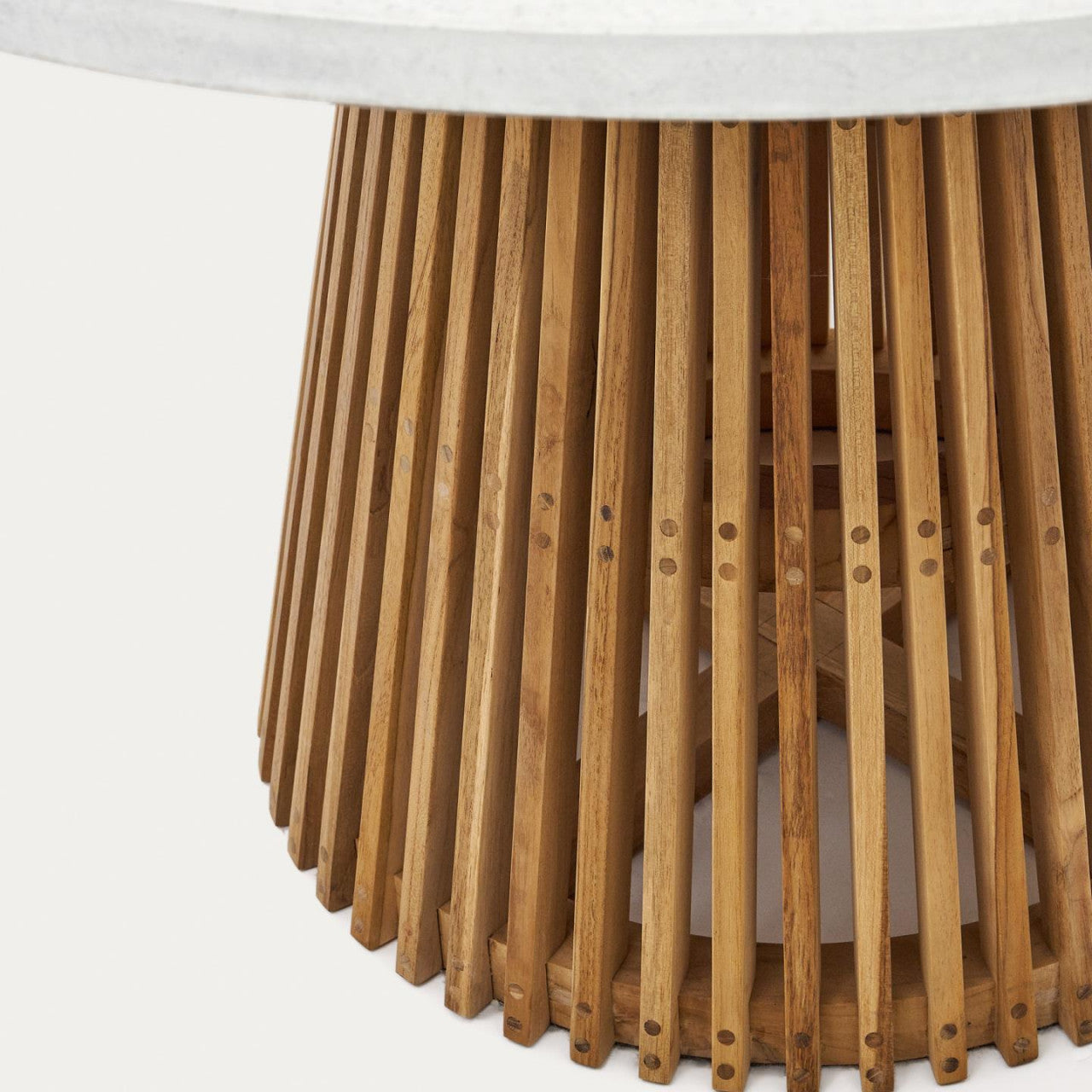 Masa dining exterior alba/maro din lemn 120 cm Alcaufar Kave Home