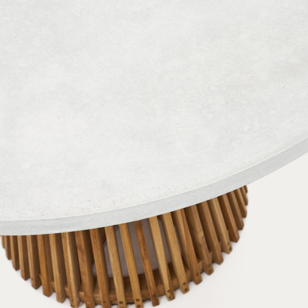 Masa dining exterior alba/maro din lemn 90 cm Alcaufar Kave Home