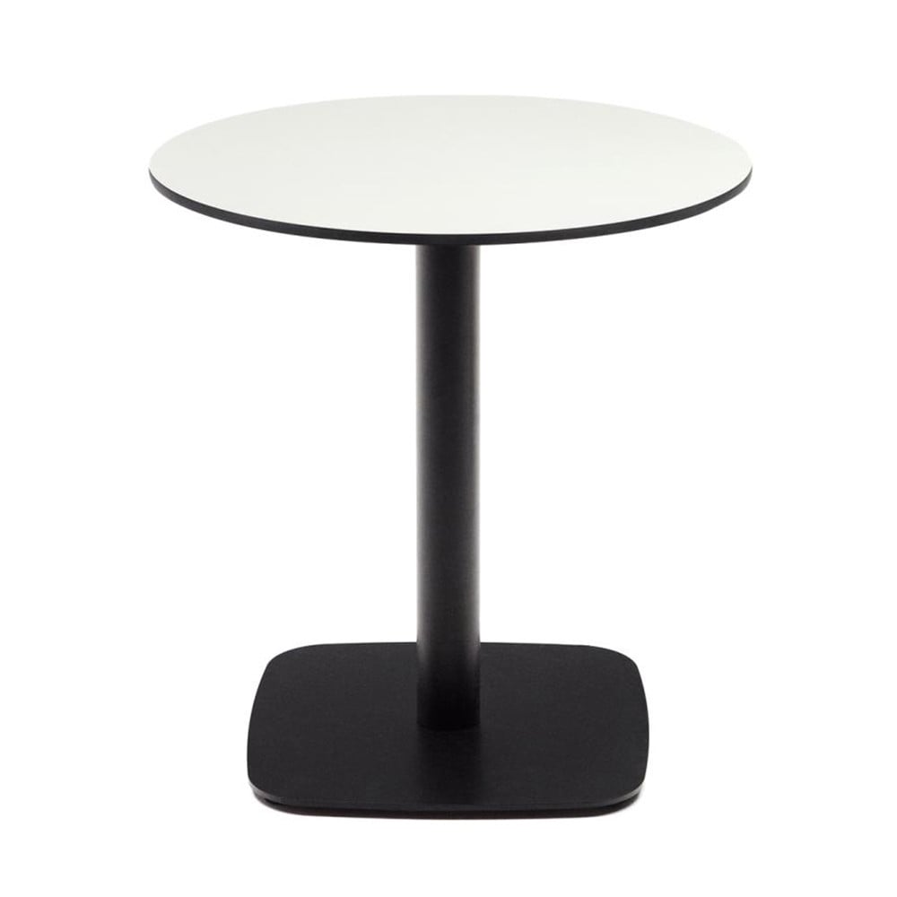 Masa dining exterior alba/neagra din metal 68 cm Dina Kave Home