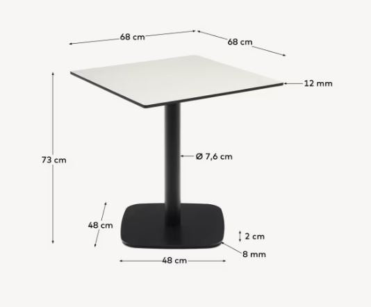 Masa dining exterior alba/neagra din metal 68x68 cm Dina Kave Home