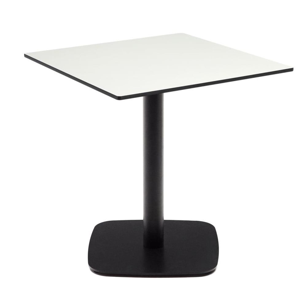Masa dining exterior alba/neagra din metal 68x68 cm Dina Kave Home