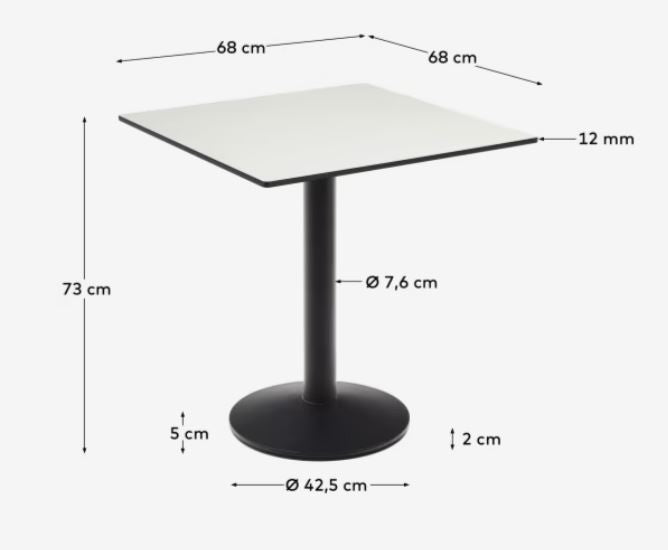 Masa dining exterior alba/neagra din metal 68x68 cm Esilda Kave Home