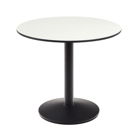 Masa dining exterior alba/neagra din metal 90 cm Esilda Kave Home