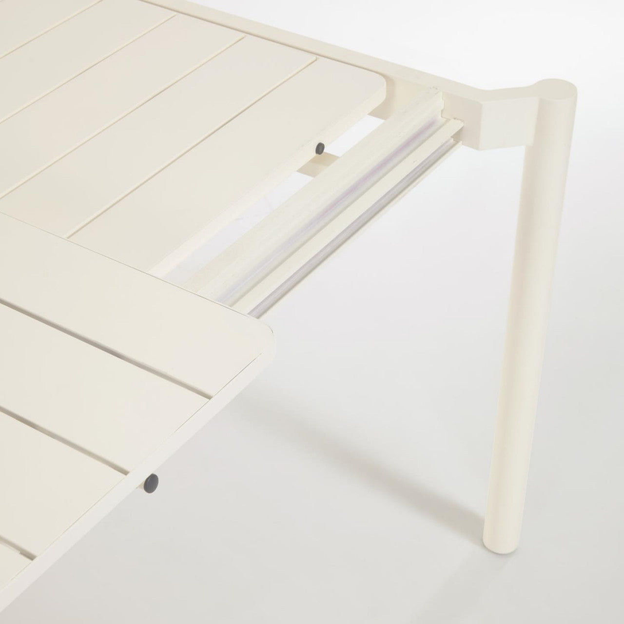 Masa dining exterior extensibila alb din aluminiu 100x140(200)cm Zaltana Kave Home