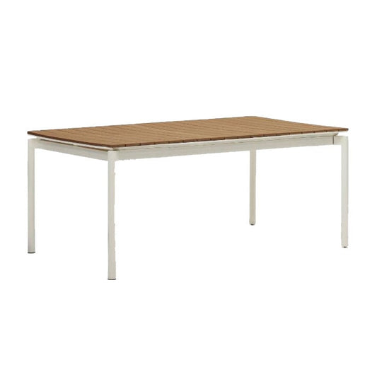 Masa dining exterior extensibila maro/alba din metal 100x180(240) cm Canyelles Kave Home