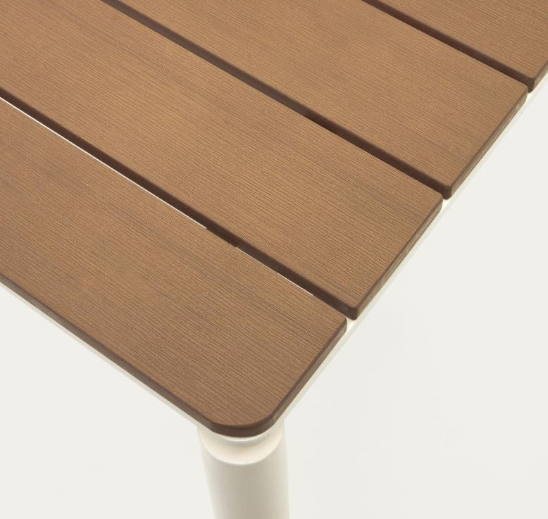 Masa dining exterior extensibila maro/alba din metal 100x180(240) cm Canyelles Kave Home