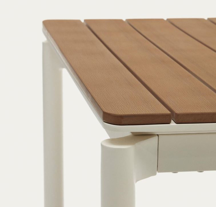 Masa dining exterior extensibila maro/alba din metal 100x180(240) cm Canyelles Kave Home