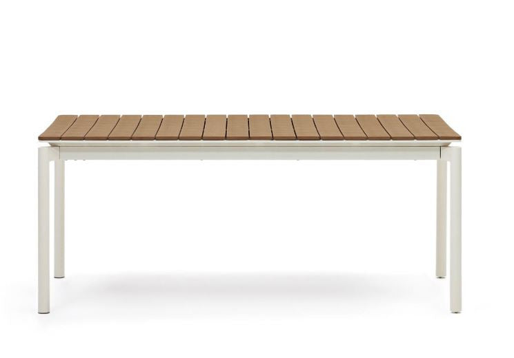Masa dining exterior extensibila maro/alba din metal 100x180(240) cm Canyelles Kave Home