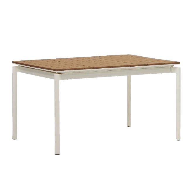 Masa dining exterior extensibila maro/alba din metal 90x140(200) cm Canyelles Kave Home