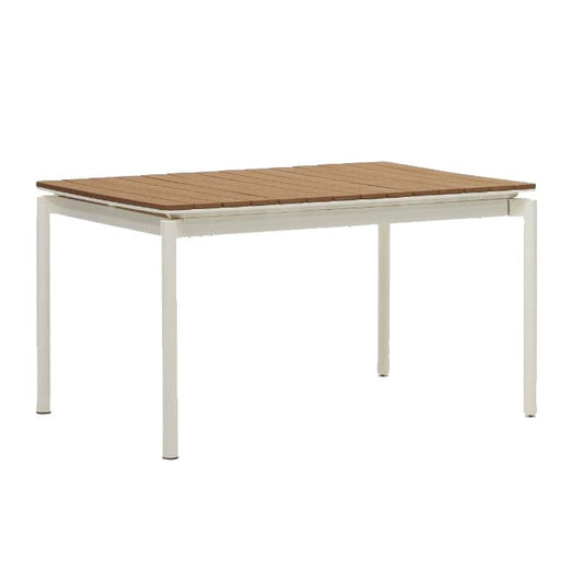 Masa dining exterior extensibila maro/alba din metal 90x140(200) cm Canyelles Kave Home