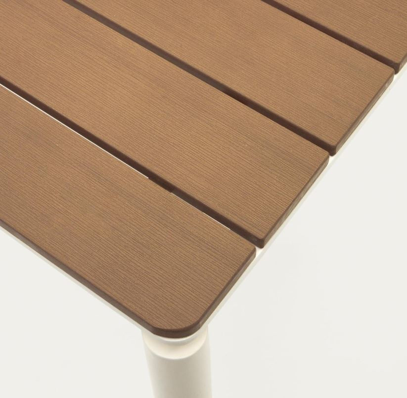 Masa dining exterior extensibila maro/alba din metal 90x140(200) cm Canyelles Kave Home