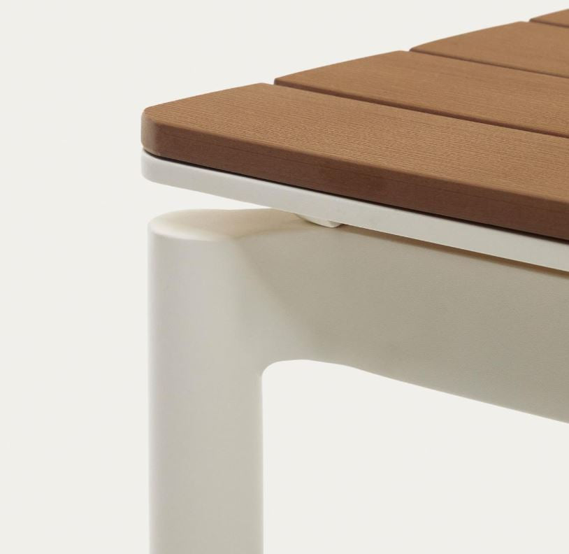 Masa dining exterior extensibila maro/alba din metal 90x140(200) cm Canyelles Kave Home