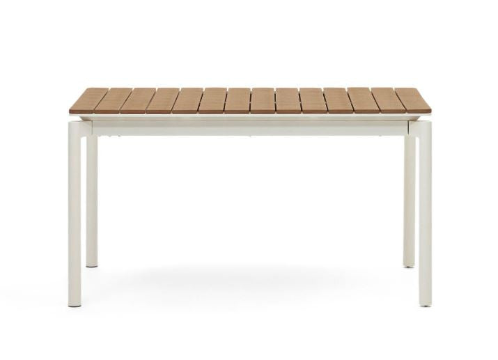 Masa dining exterior extensibila maro/alba din metal 90x140(200) cm Canyelles Kave Home