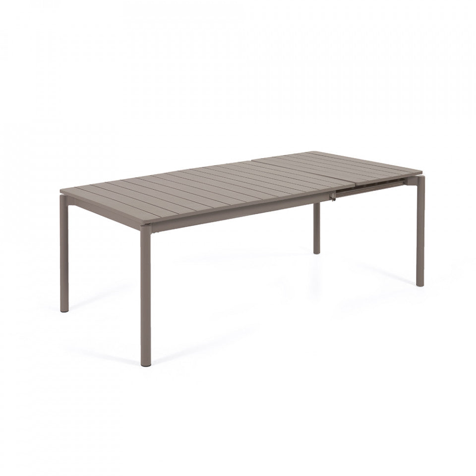Masa dining exterior extensibila maro din metal 90x140(200) cm Zaltana Kave Home