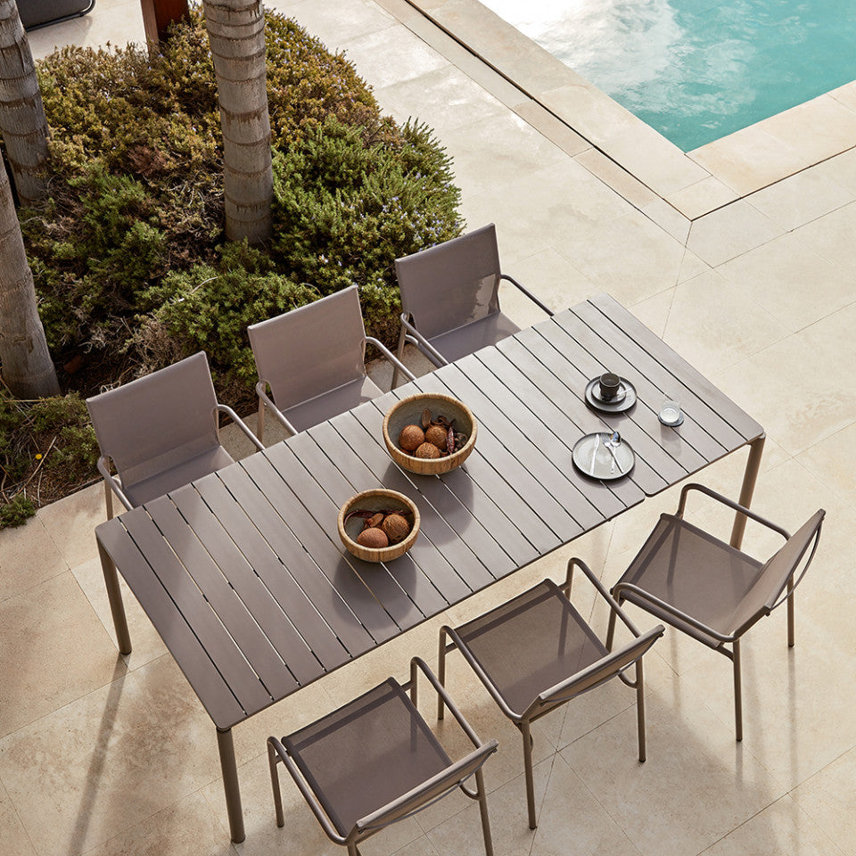 Masa dining exterior extensibila maro din metal 90x140(200) cm Zaltana Kave Home