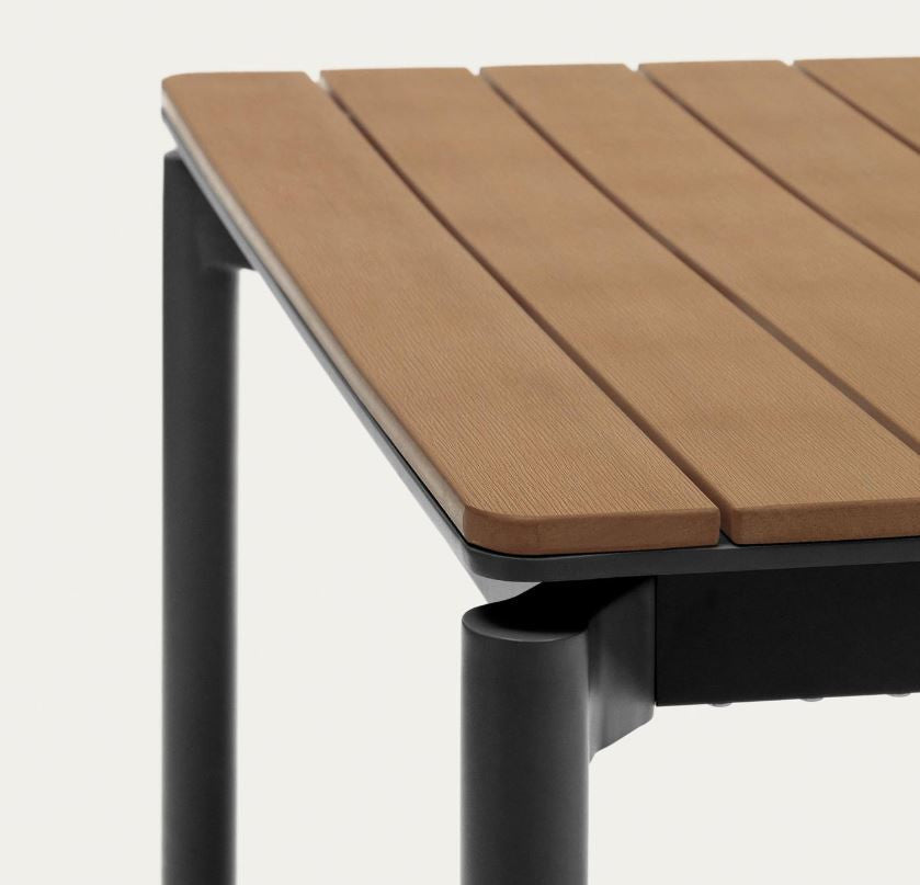 Masa dining exterior extensibila maro/neagra din metal 90x140(200) cm Canyelles Kave Home