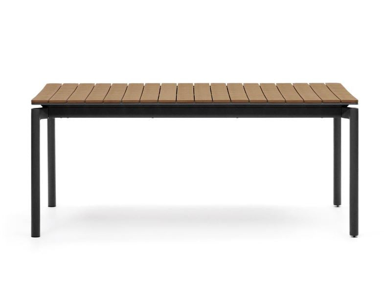 Masa dining exterior extensibila maro/neagra din metal 90x140(200) cm Canyelles Kave Home