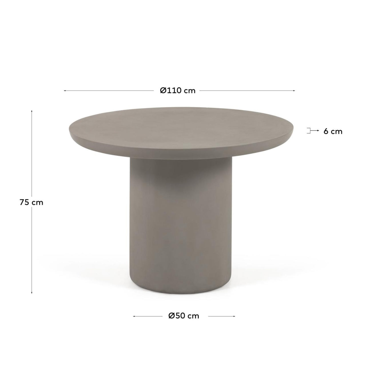 Masa dining exterior gri din ciment 110 cm Taimi Kave Home