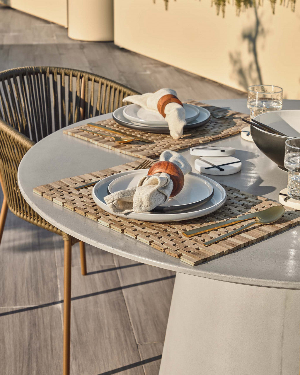 Masa dining exterior gri din ciment 120 cm Itai Kave Home