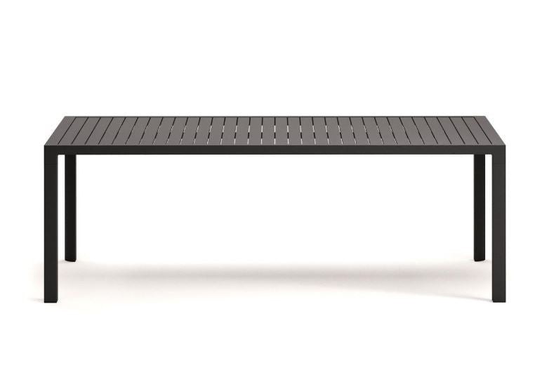 Masa dining exterior gri din metal 100x220 cm Culip Kave Home