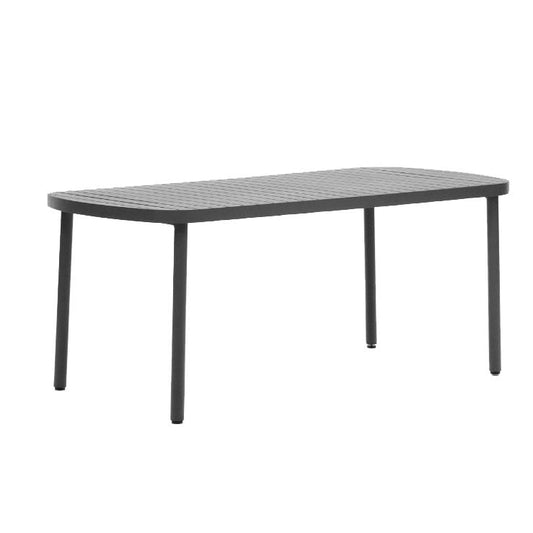 Masa dining exterior gri din metal 90x180 cm Joncols Kave Home