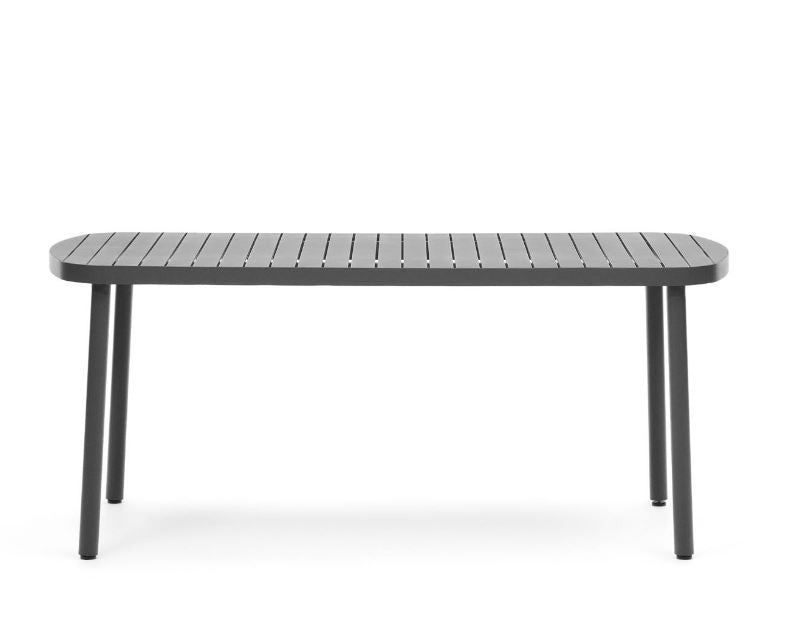 Masa dining exterior gri din metal 90x180 cm Joncols Kave Home