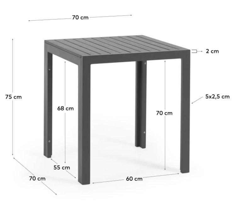 Masa dining exterior gri inchis din metal 70x70 cm Sirley Kave Home