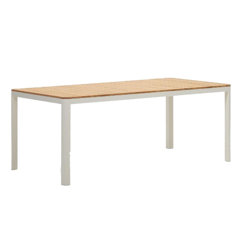 Masa dining exterior maro/alba din lemn 100x200 cm Bona Kave Home
