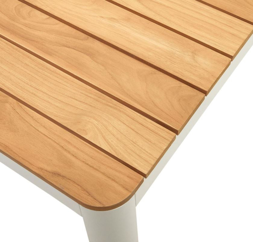 Masa dining exterior maro/alba din lemn 100x200 cm Bona Kave Home