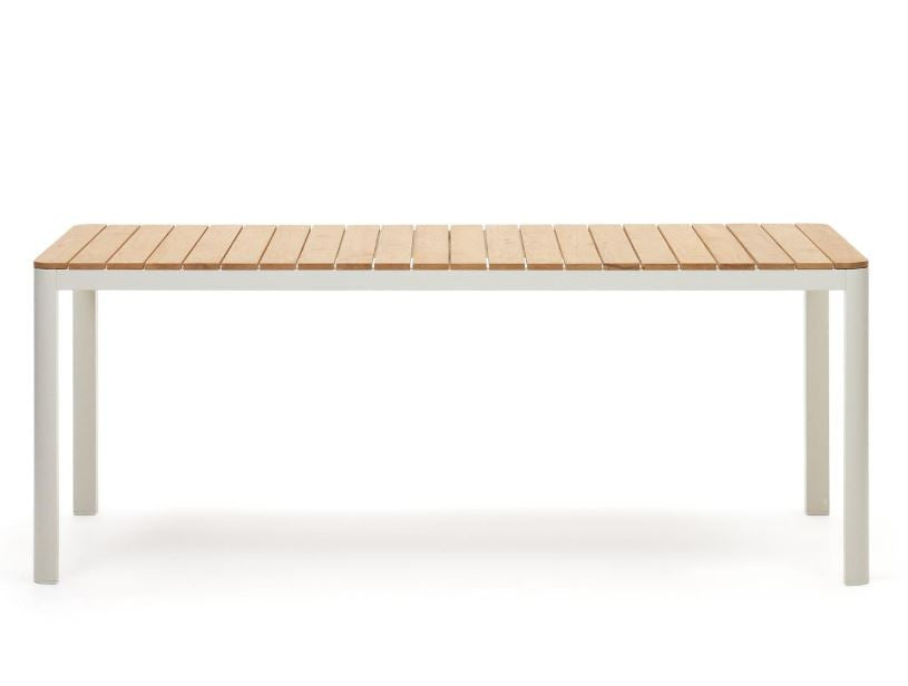 Masa dining exterior maro/alba din lemn 100x200 cm Bona Kave Home