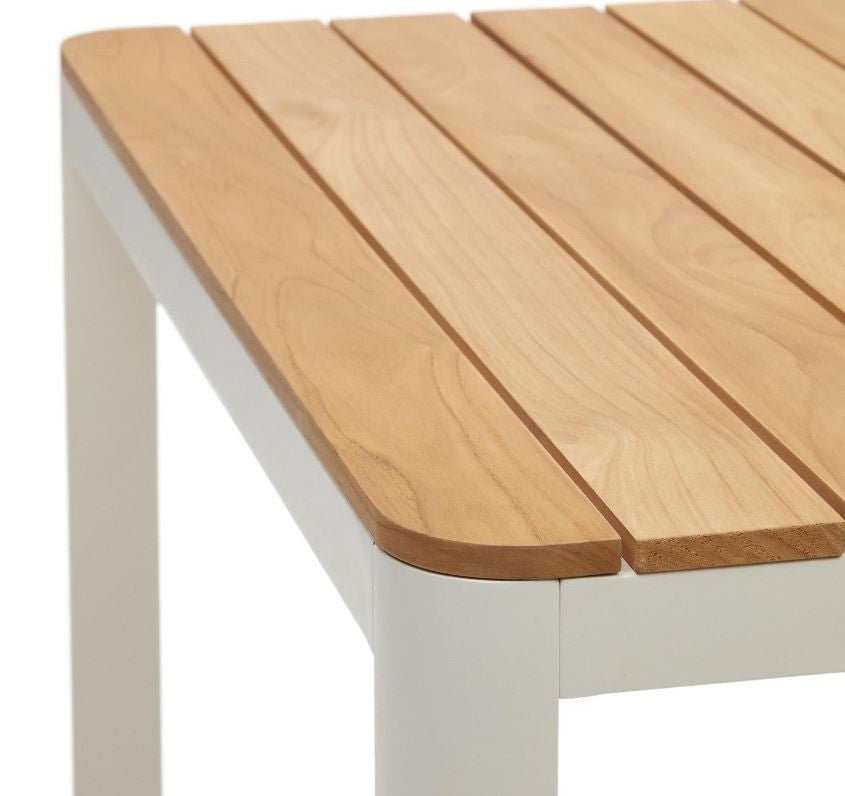 Masa dining exterior maro/alba din lemn 100x200 cm Bona Kave Home