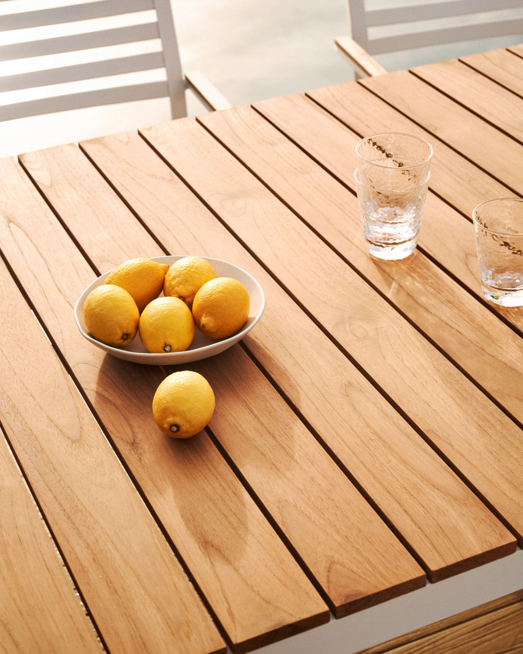 Masa dining exterior maro/alba din lemn 100x200 cm Bona Kave Home