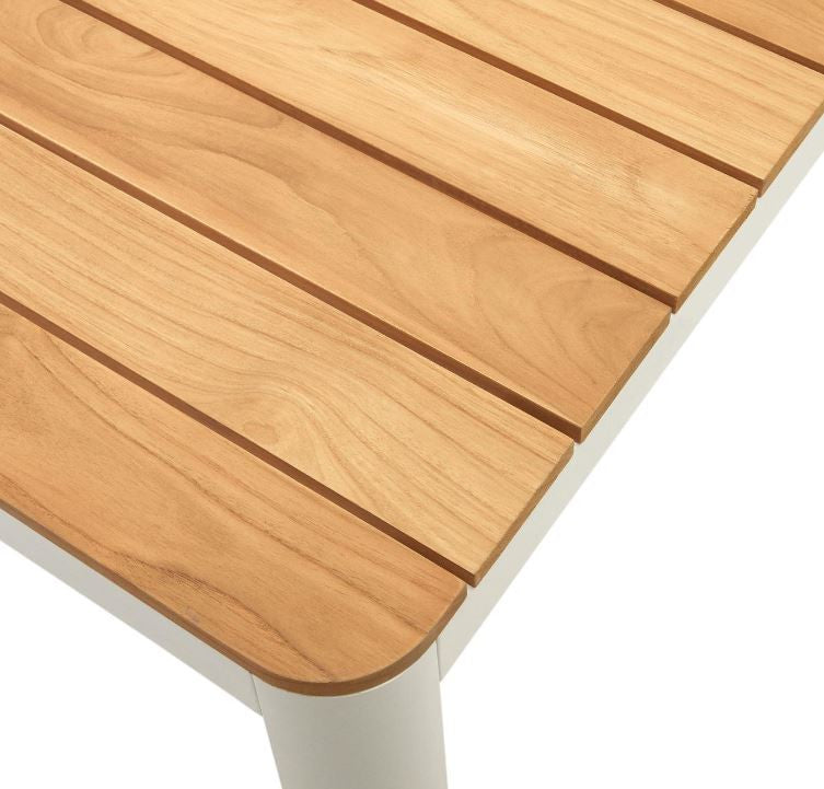 Masa dining exterior maro/alba din lemn 90x163 cm Bona Kave Home