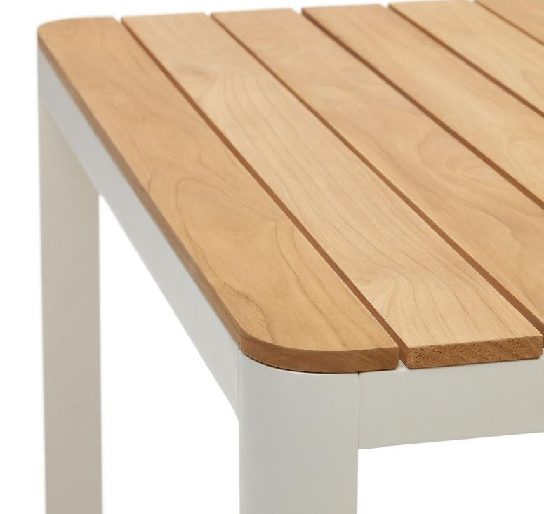 Masa dining exterior maro/alba din lemn 90x163 cm Bona Kave Home