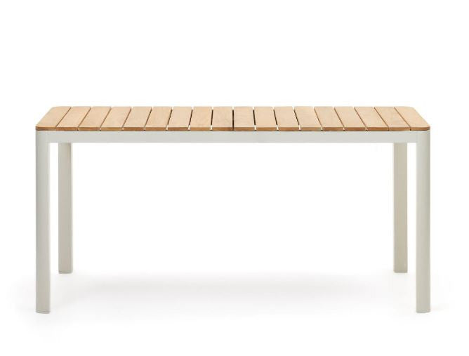 Masa dining exterior maro/alba din lemn 90x163 cm Bona Kave Home