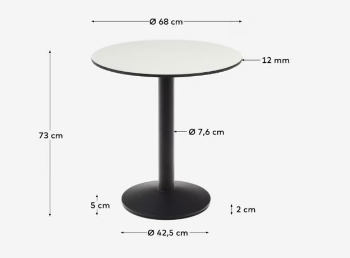 Masa dining exterior maro alba/neagra din metal 68 cm Esilda Kave Home